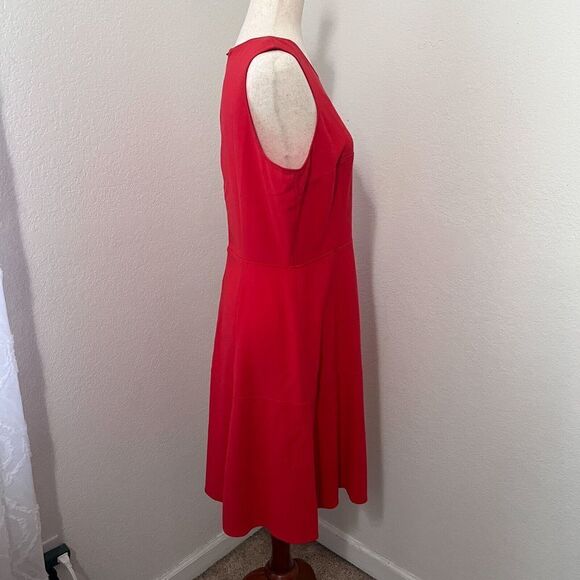 Calvin Klein Red Dress A-Line Women Size 12 Knee Length Sleeveless - Picture 4 of 8